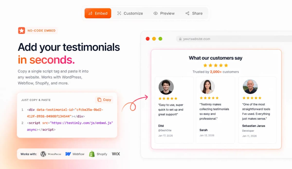 No-code embed